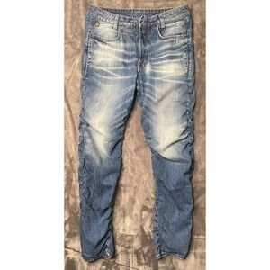 G-Star Raw Staq 3D Tapered Jeans Men's 33x32 Blue Distressed Denim Button Fly